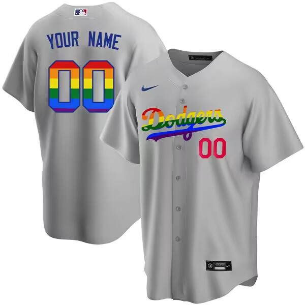 Men's Los Angeles Dodgers Customized Grey Cool Base Stitched Baseball Jersey Men's Los Angeles Dodgers Customized Grey Cool Base Stitched Baseball Jersey